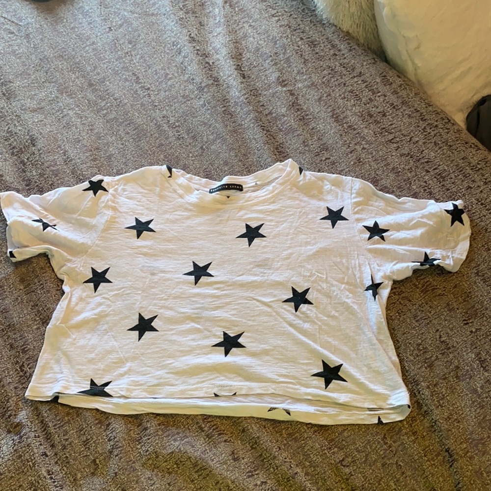 White crop top with black stars